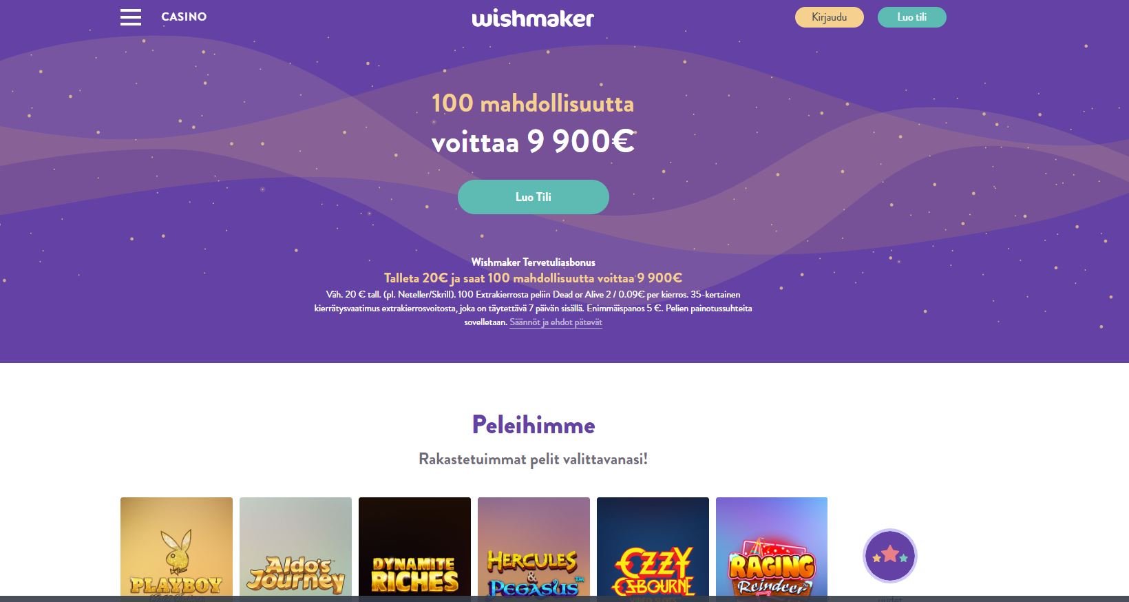 Wishmaker Casino etusivu