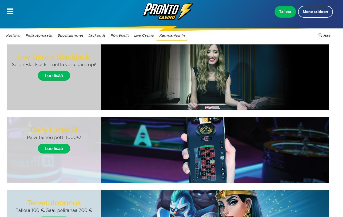 Pronto Casino kampanjat