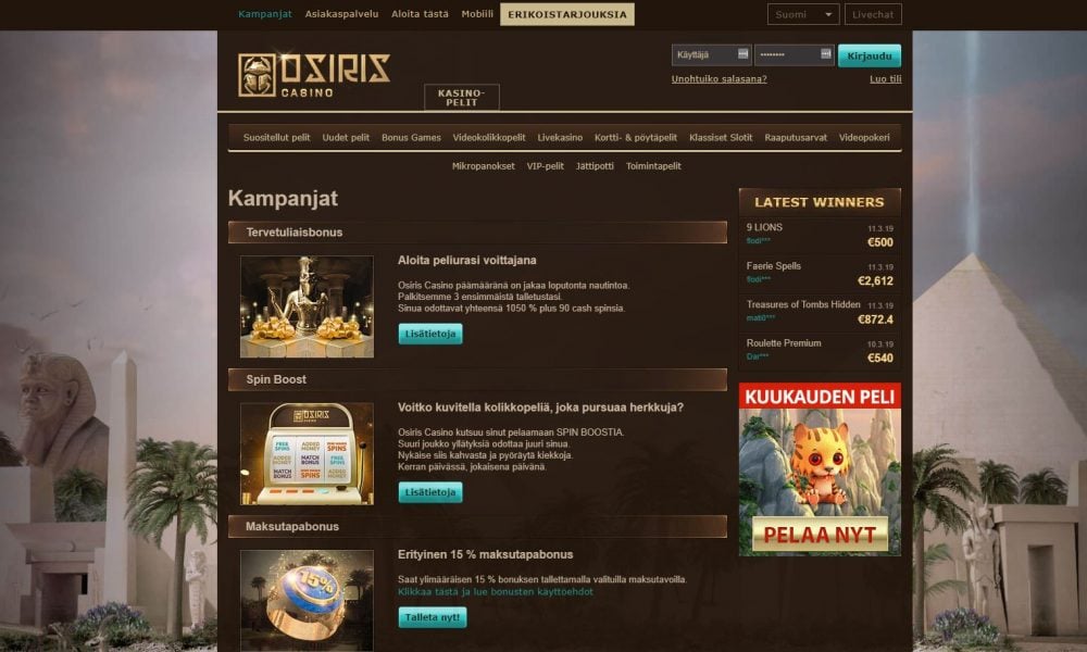 osiris casino kampanjat