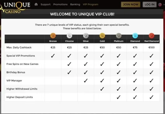 unique kasinon vip-ohjelma