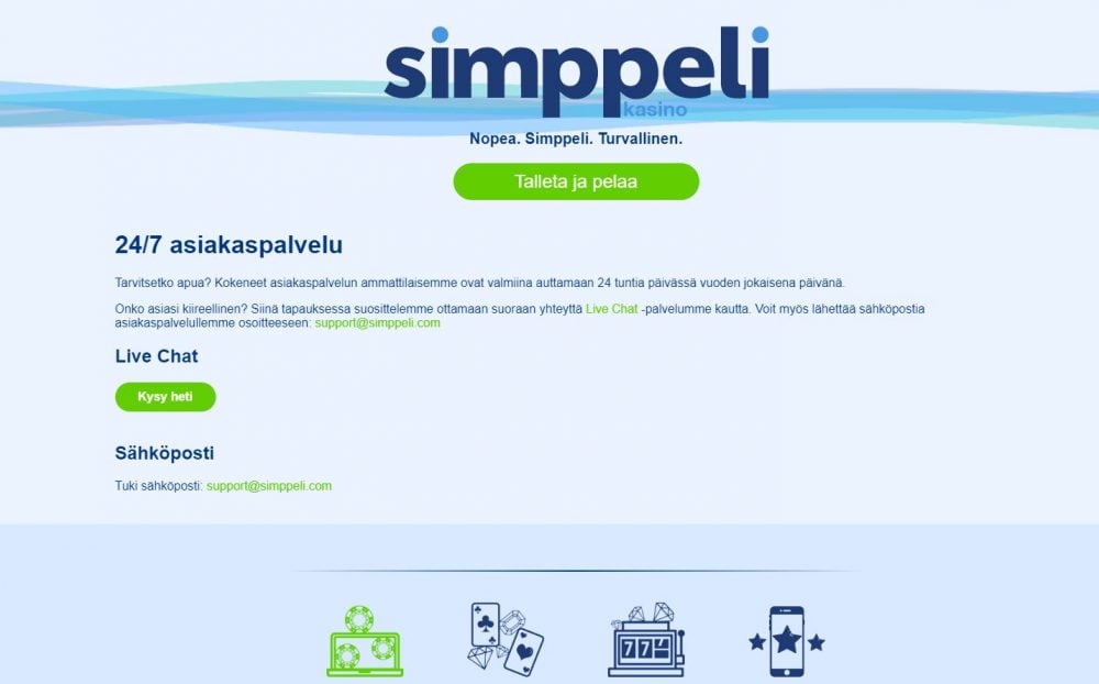 Simppeli casino asiakaspalvelu