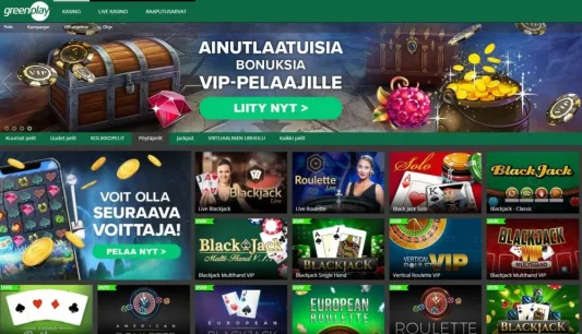 Greenplay casinolta löytyy runsaasti pöytäpelejä