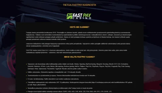 Fastpay Casino tietoa meistä