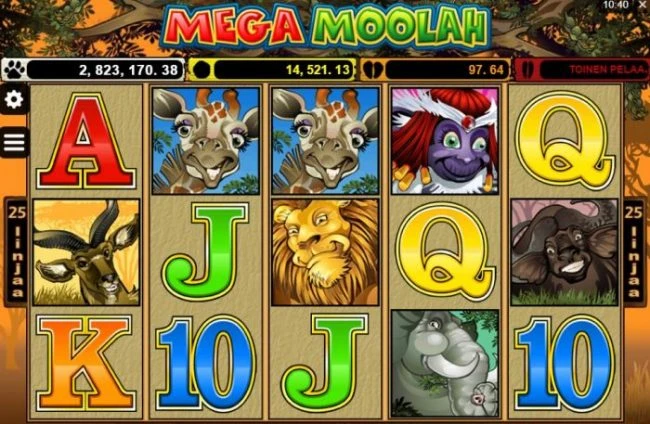 Mega Moolah jackpot kolikkopeli