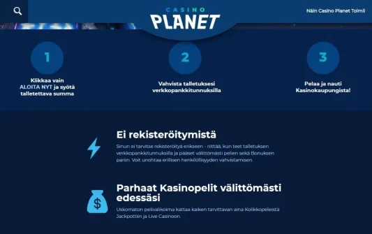 Casino planet ei rekisteröitymistä