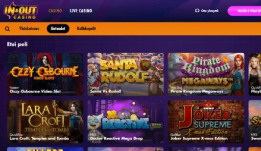 InAndOut Casino etusivu