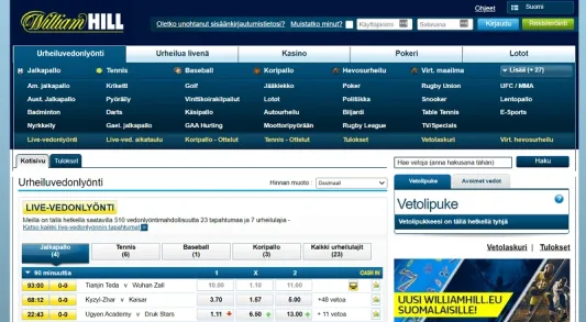 William Hill urheiluvedonlyönti