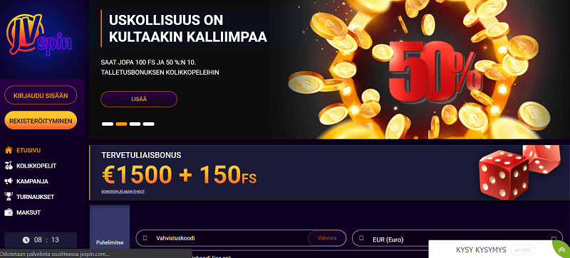 JVSPins Casino etusivu