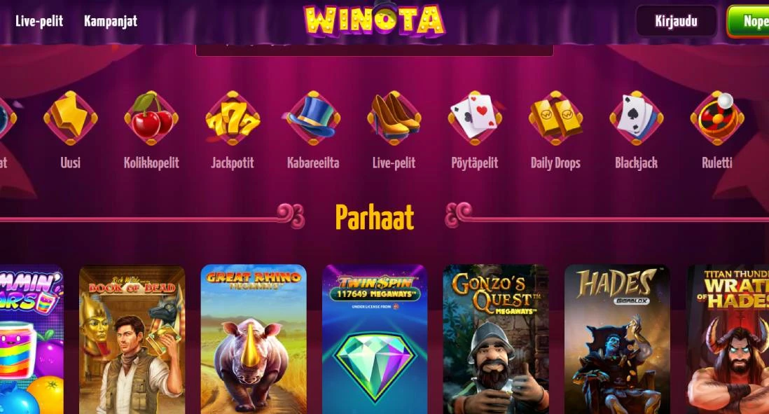 Winota Casino kolikkopelit