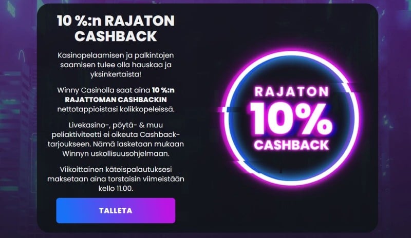 Winny Casino cashback