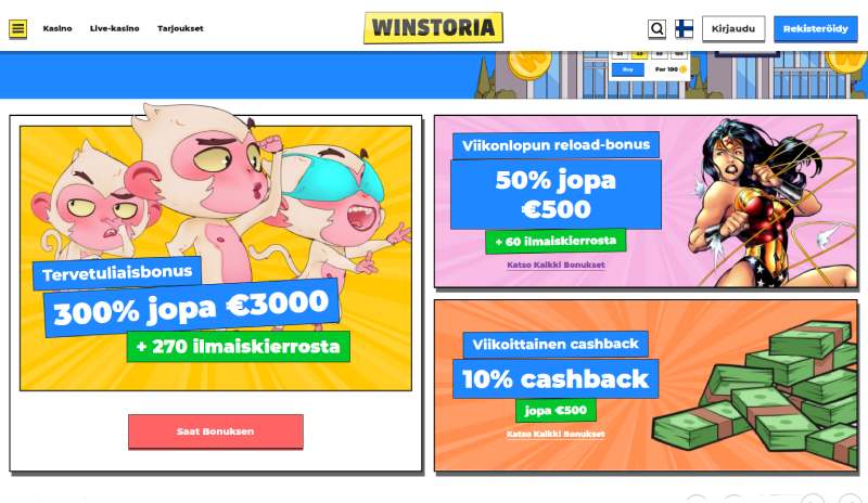 Winstoria Casino tarjoukset