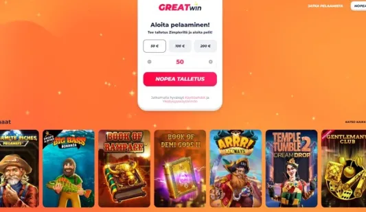 GreatWin Casino etusivu