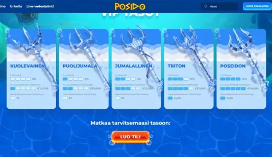 Posido Casino VIP-tasot