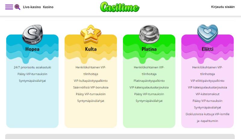 Casilime Casino VIP-tsasot