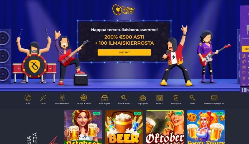 Rolling Slots Casino etusivu