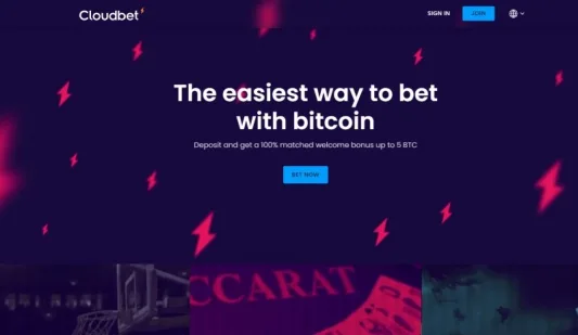 Cloudbet Casino etusivu