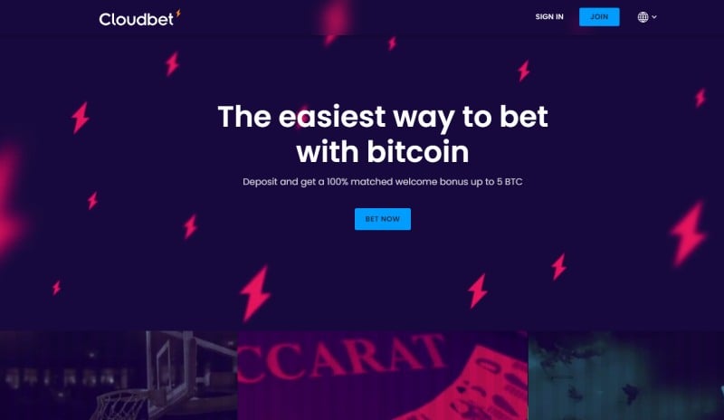 Cloudbet Casino etusivu