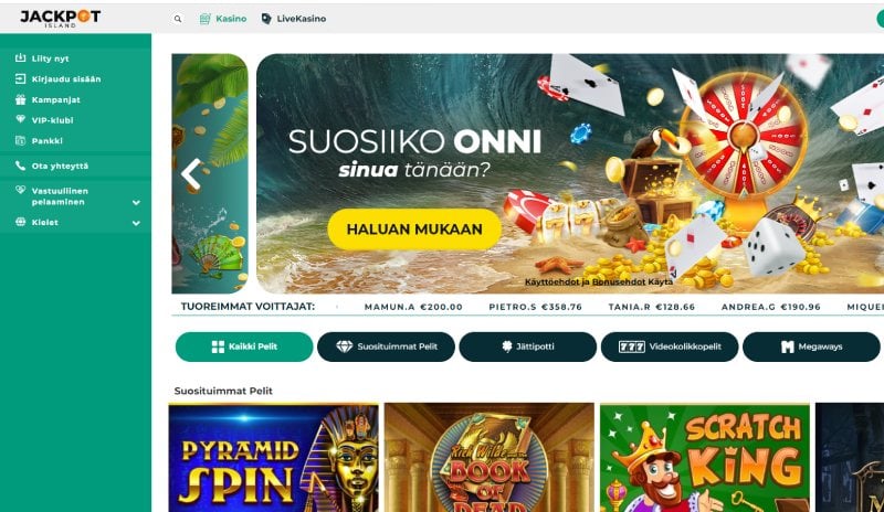 Jackpot Island Casino etusivu