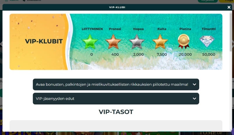 Jackpot Island VIP-klubi