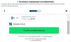 Trustly vaatii puhelinnumerokoodin