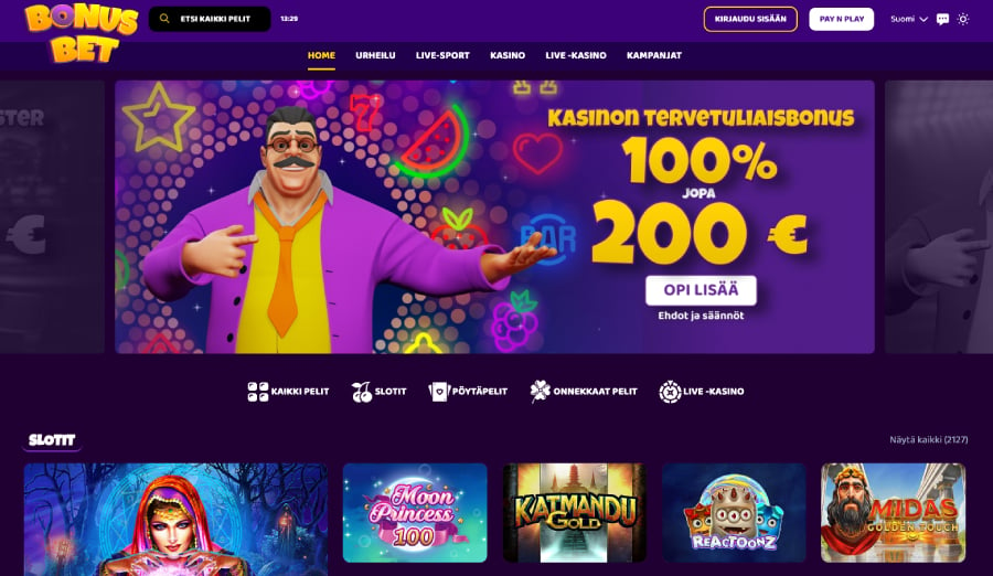 Bonusbet Casino etusivu