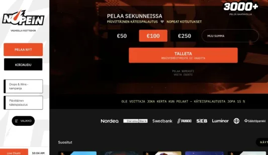 Nopein Casino etusivu