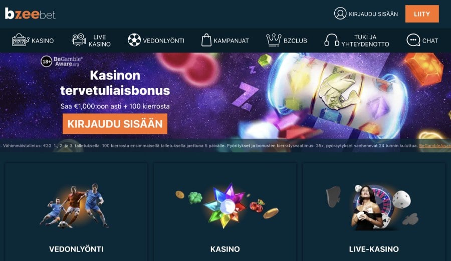 Bzeebet Casino etusivu