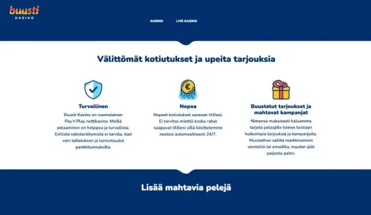 Buusti Kasino välittömät kotiutukset ja upeat tarjoukset