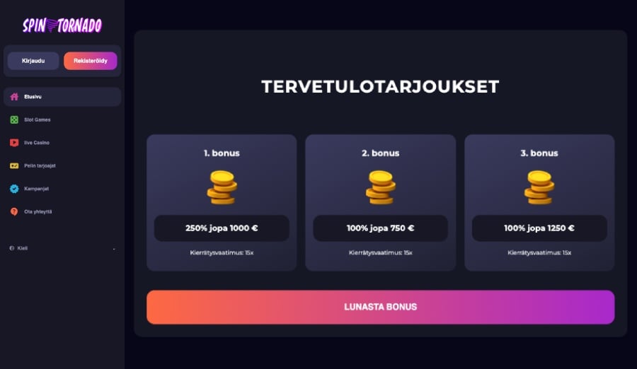 Spin Tornado tervetuliaisbonus