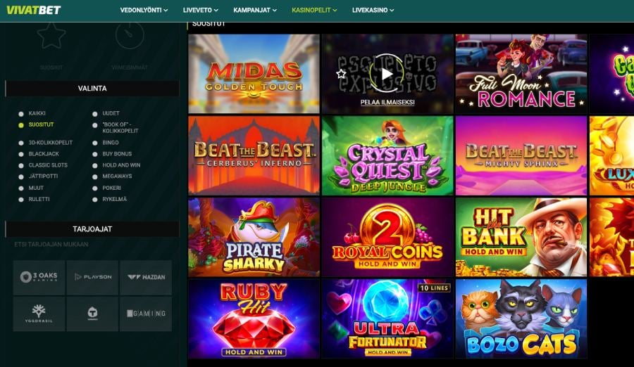 Vivatbet Casino etusivu