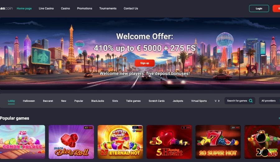 Vegascoin Casino etusivu