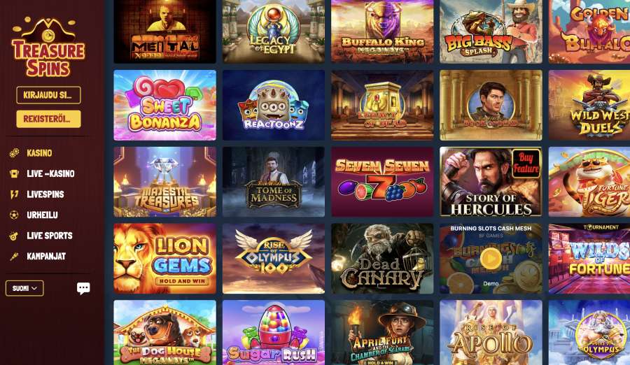 Treasure Spins Casino kolikkopelit