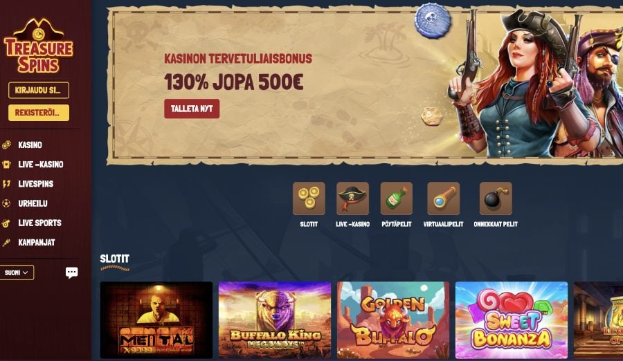 Treasure Spins Casino tervetuliaisbonus