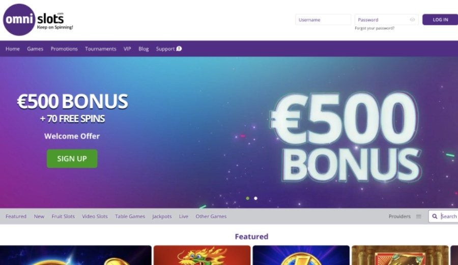 Omni Slots Casino etusivu