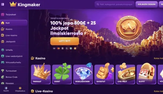 Kingmaker Casino etusivu