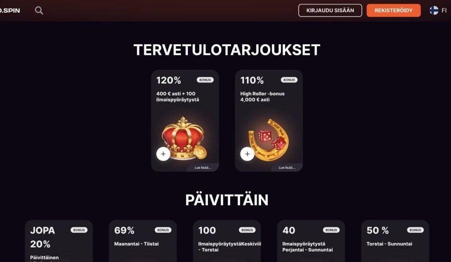 GoSpin tervetuliaisbonus