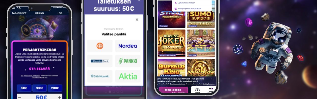 Ursa Casino mobiilinäkymät