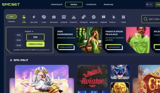 EpicBet Casino etusivu