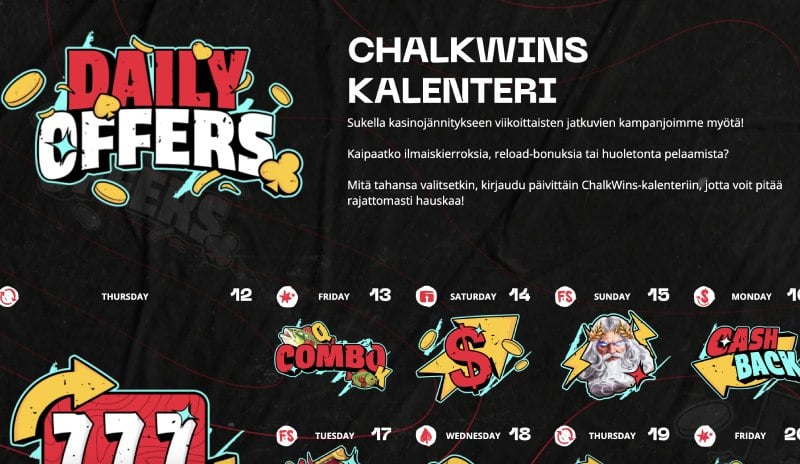 ChalkWins Casino kampanjakalenteri