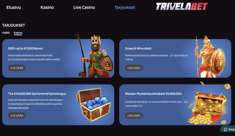 TrivelBet Casino tarjoukset