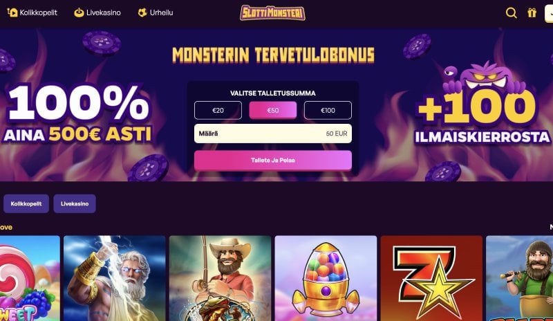 Slottimonsteri Casino talletus