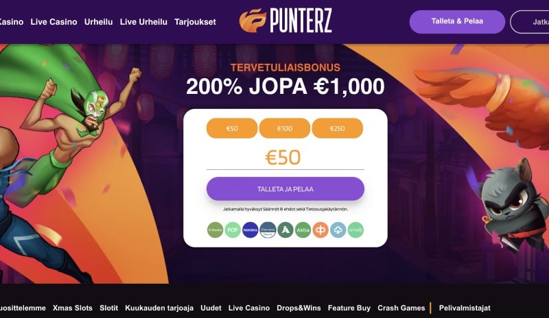 Punterz Casino etusivu