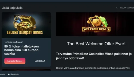 PrimeBetz Casino tervetuliaisbonus